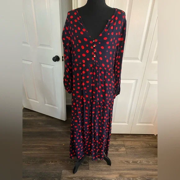 open lace back dress Broken Heart Navy Polka Dot Dress main image 1